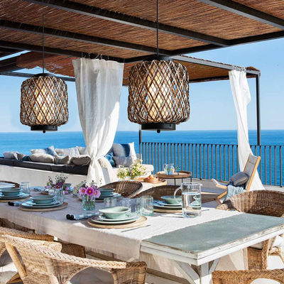 सजावटी रतन लटकन प्रकाश, छोटे आउटडोर रतन झूमर पानी प्रतिरोधी