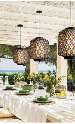 सजावटी रतन लटकन प्रकाश, छोटे आउटडोर रतन झूमर पानी प्रतिरोधी