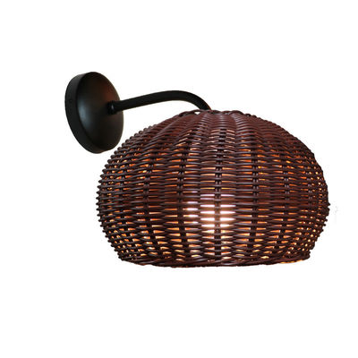 हाथ बुनाई रतन दीवार रोशनी Sconce आउटडोर के लिए जलरोधक गोल आकार