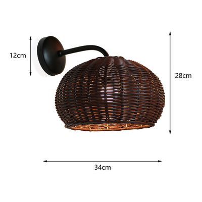 हाथ बुनाई रतन दीवार रोशनी Sconce आउटडोर के लिए जलरोधक गोल आकार