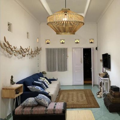 3500K रेट्रो बांस बुना हुआ लटकन प्रकाश इनडोर लिविंग रूम के लिए