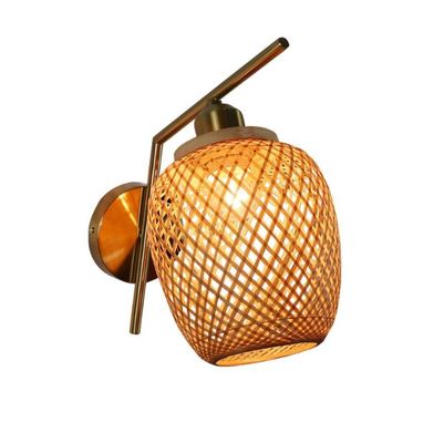 E27 एलईडी बुना बांस दीवार दीपक Sconce 3500K बेडरूम बाथरूम के लिए
