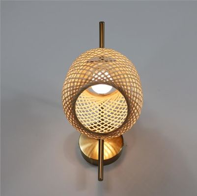 प्राकृतिक आधुनिक रतन दीवार रोशनी, 3500K गर्म सफेद बांस दीवार Sconce